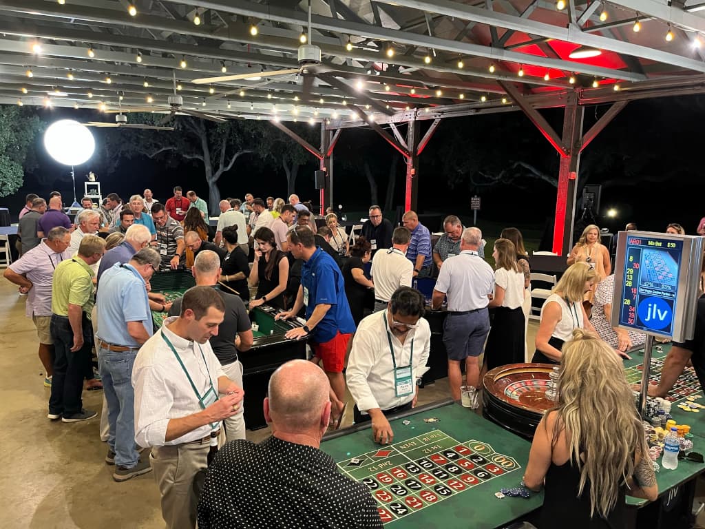 Outdoor casino party setup